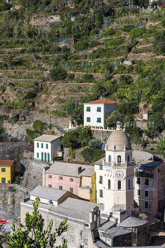 Vernazza村的历史建筑，Cinque Terre，意大利